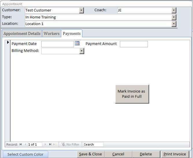 Fitness Coach Appointment Tracking Template Outlook Style | Appointment Database